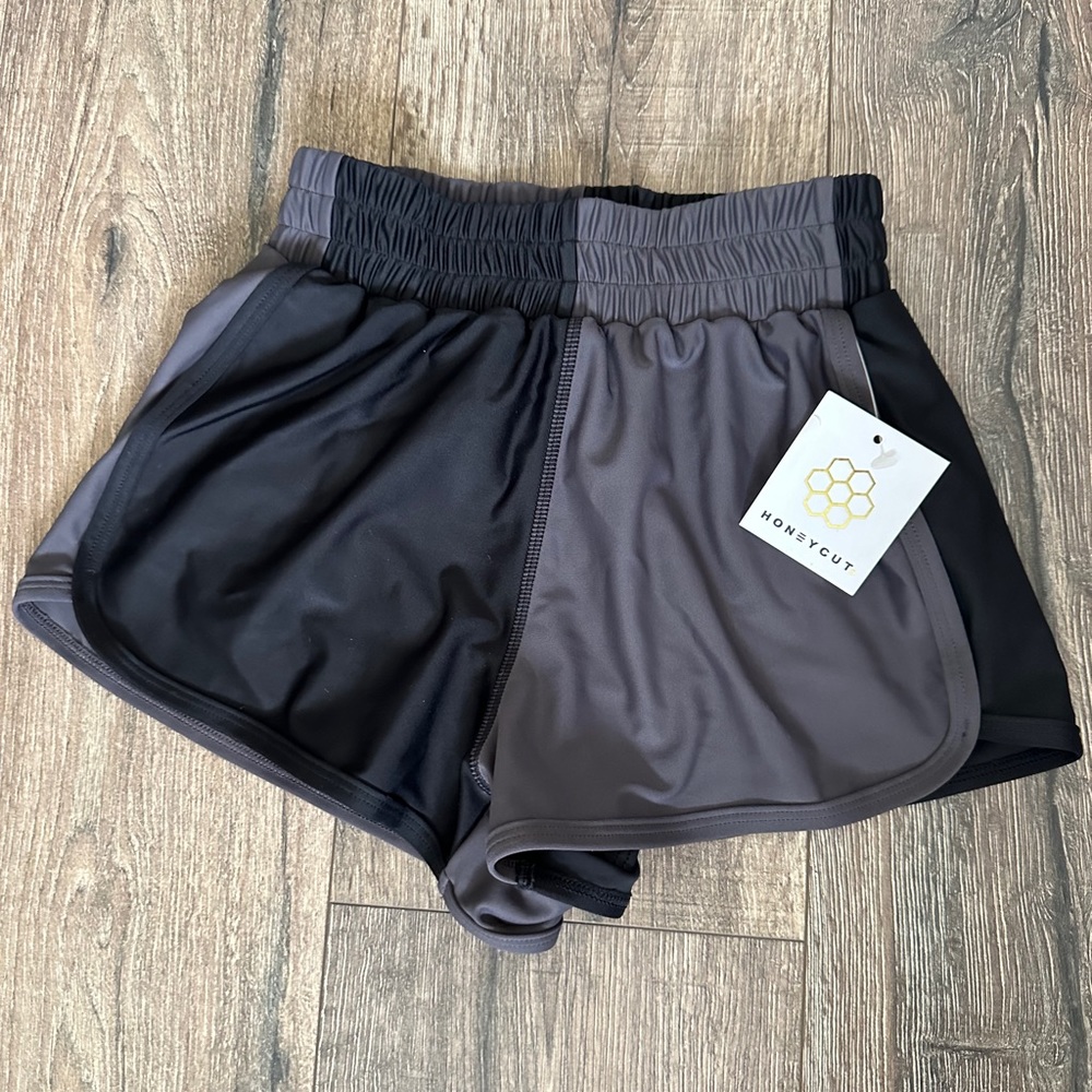Honeycut NWT athletic dance shorts. Black & grey two tone. Size adult xxs (0-2)